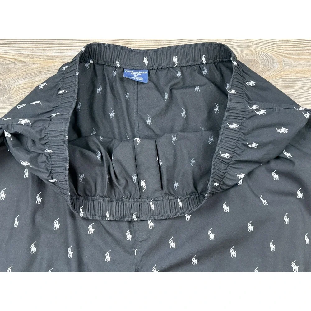 Polo Ralph Lauren Pajama Pants Bottom Mens 1XT (38x32) Black AOP Pony Logo‎